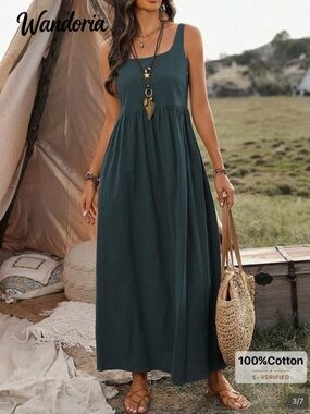 Scoop-Neck Cotton Maxi